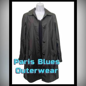 Vintage Paris Blues Black Trench Rain Coat Jacket Women’s M